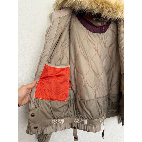686 Mannual Snowboard Jacket Full Zip Tan Fur Trim Hooded Beige Size Women's XS - Picture 8 of 11